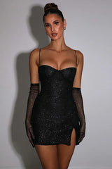 Georgia Shiny Dress With Gloves