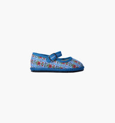 Couturebud The Hill House x Vibi Venezia Tiny Mary Jane Flats - Blue Floral Block Stripe