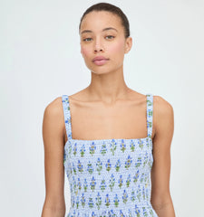 Couturebud The Anita Nap Dress - Blue Block Print