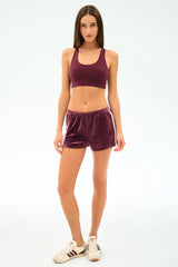 Heritage Velour Short - Dark Cherry/White