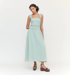 Couturebud The Azalea Nap Top - Sage Green Tonal Seersucker