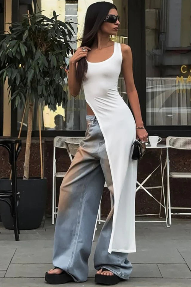 Diagonal Hem Maxi Top