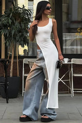 Diagonal Hem Maxi Top