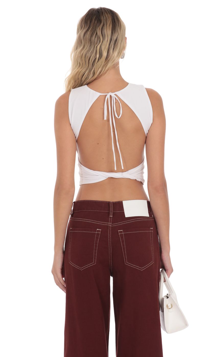 Open Back Twist Top in White