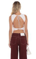 Open Back Twist Top in White