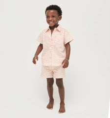 Couturebud The Tiny Beau Party Top - Coral Baroque Shell Cotton Sateen