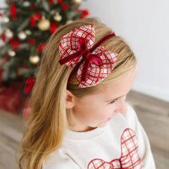 Sweet Wink Headband - Christmas Plaid Layered Bow
