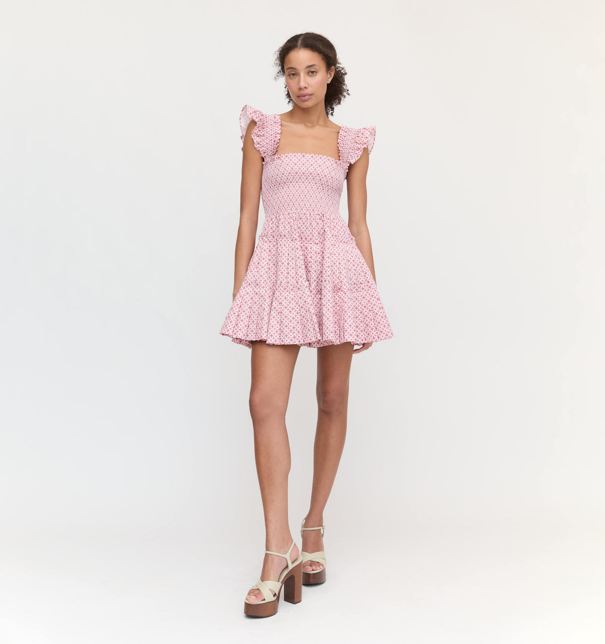 Couturebud The Charlotte Nap Dress - Rose Circular Lattice