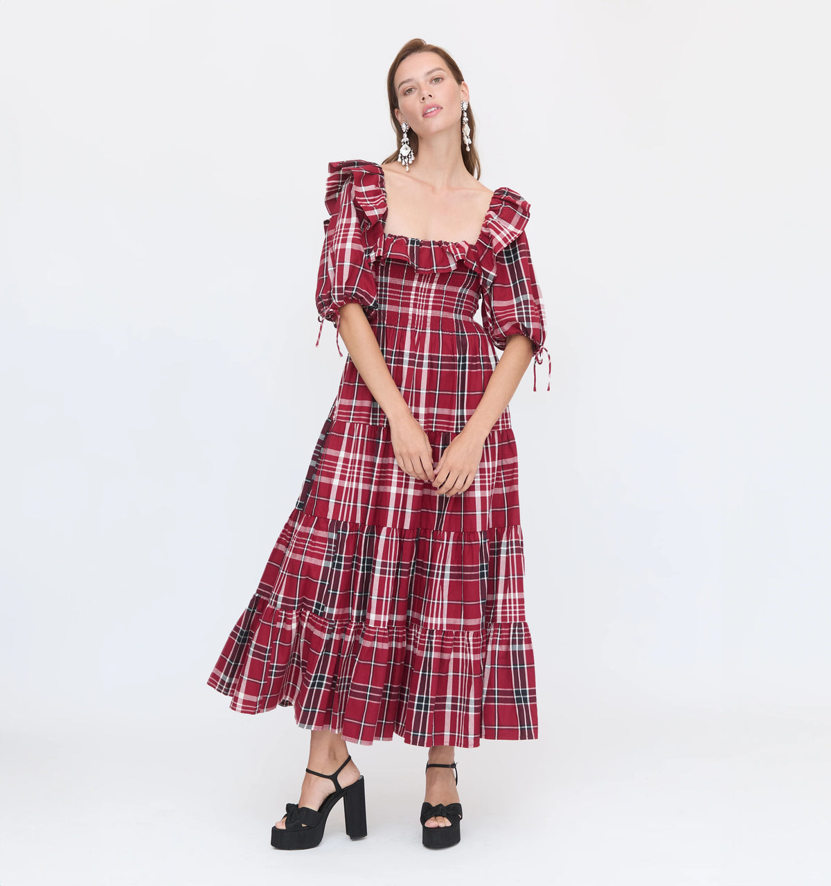 Couturebud The Corinne Nap Dress - Crimson Tartan