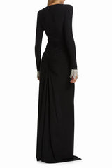 Crystal Detail Draped Maxi Dress