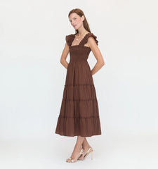 Couturebud The Ellie Nap Dress - Chocolate Tonal Seersucker