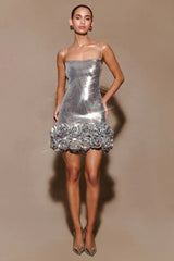 Faye Sequin Flower Mini Dress