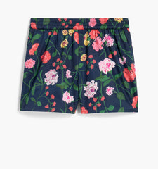 Couturebud The Tiny Leo Short - Navy Peony Bouquet Cotton Sateen
