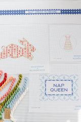 Couturebud The Hill House x Erica Wilson Bunny Pillow Canvas - Pink Emma Stripe