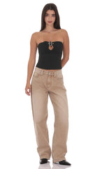 Keyhole Buckle Top in Black