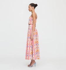 Couturebud The Clara Crop Top - Pink Floral Block Stripe