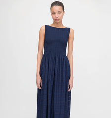 Couturebud The Cosima Nap Dress - Navy Sheer Plaid