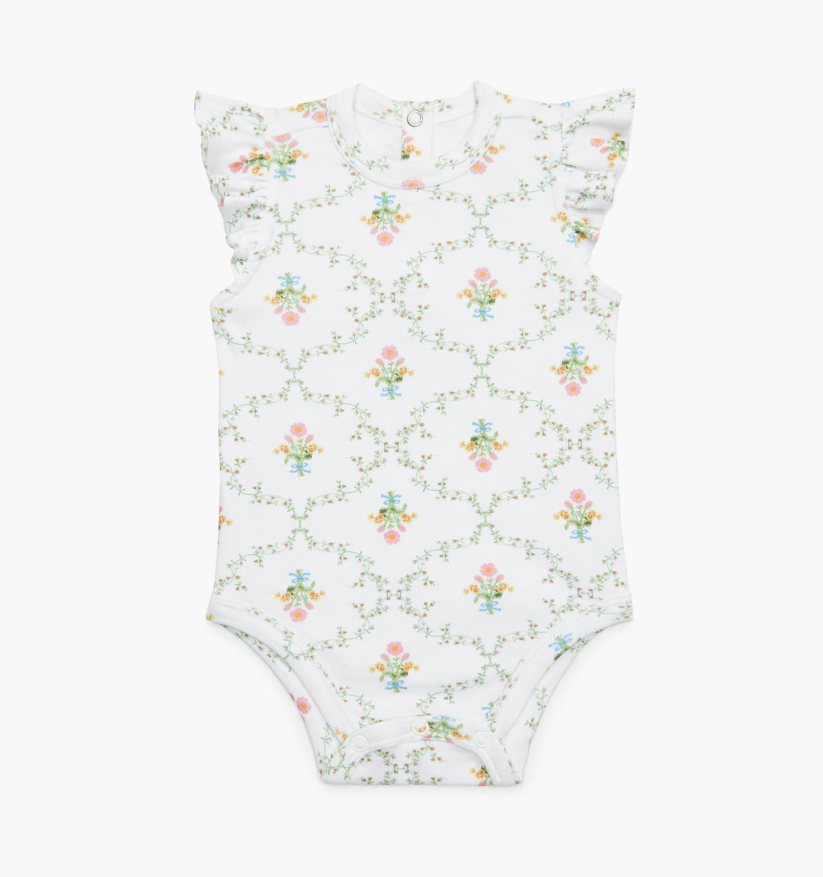 Couturebud The Jillee Ruffle Onesie - Pastel Trellis