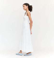 Couturebud The Kimmy Nap Dress - White Linear Swiss Dot
