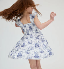 Couturebud The Tiny Ellie Nap Dress - Navy Mariner's Toile