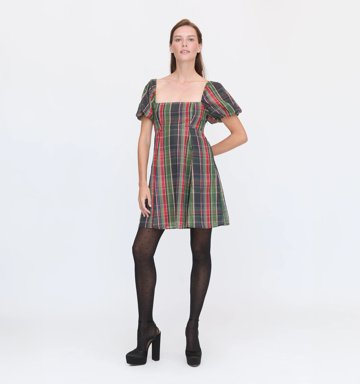 Couturebud The Matilda Mini Dress - Tartan Lamé