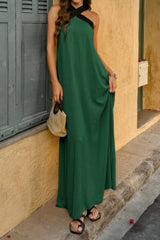 Solid Stitching Off Shoulder Long A Line Dress