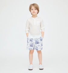 Couturebud The Baby Leo Shorts - Navy Mariner's Toile