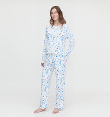Couturebud The Maternity Olivia Pajama Set - Blue Botanical