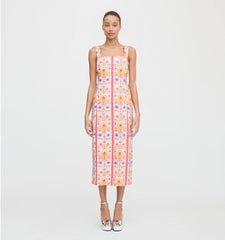 Couturebud The Iris Dress - Pink Floral Block Stripe