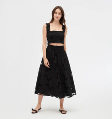 Couturebud The Azalea Nap Top - Black Floral Lace