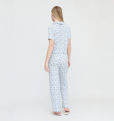 Couturebud The Marina Pajama Set - Blue Vine Stripe