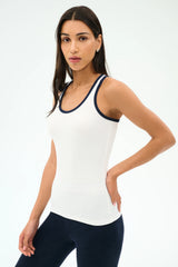 Ashby Rib Tank - White/Indigo