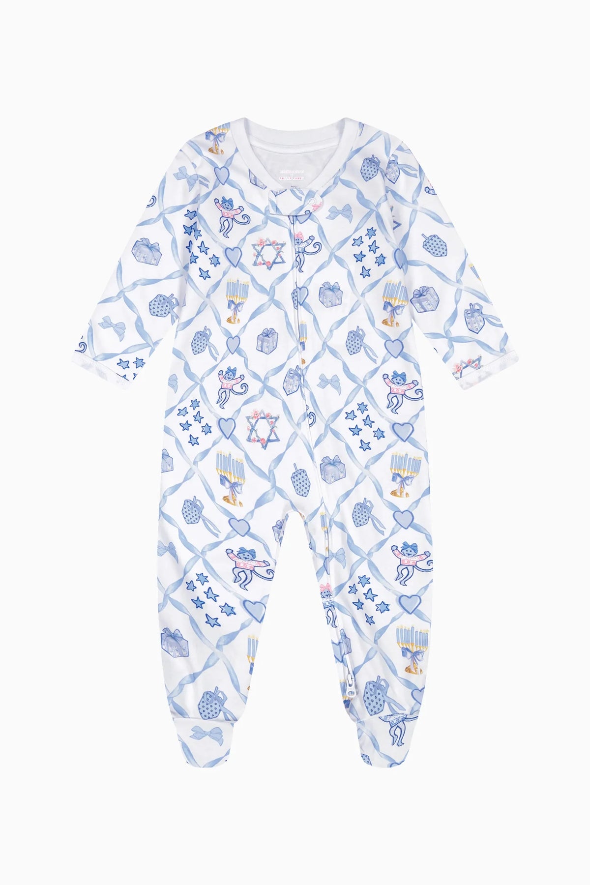 Couturebud x Roller Rabbit Infant Starry Nights Lattice Zipper Footie