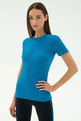 Louise Rib Short Sleeve - Stone Blue