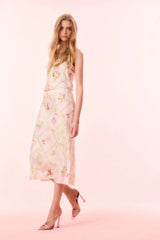 Castle Silk-Blend Fruit Print Midi Skirt
