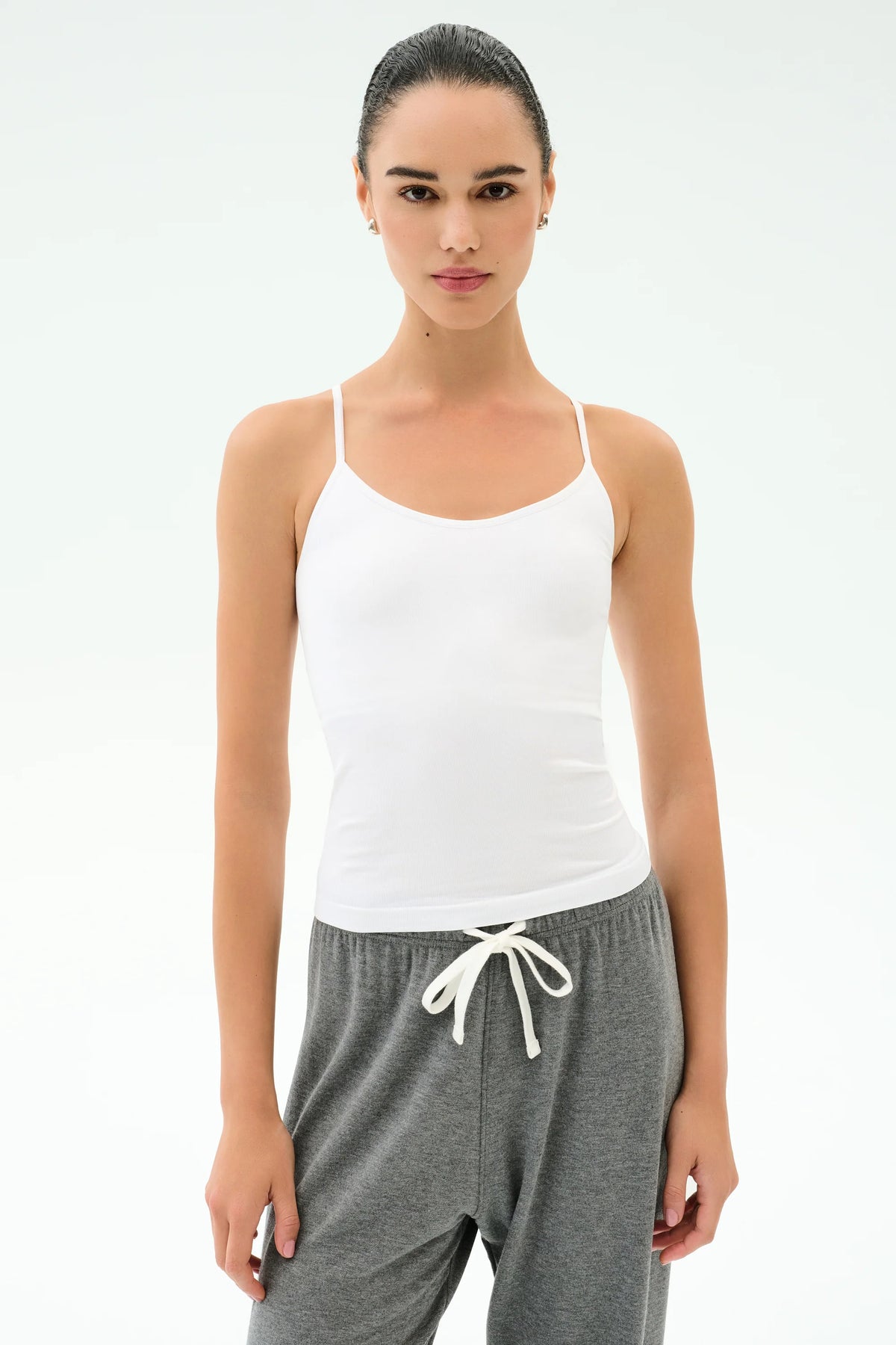 Loren Seamless Waist Length Tank - White