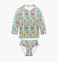 Couturebud The Tiny Ariel Rashguard Set - Geranium Stripe