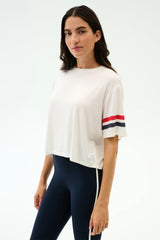 Ava Jersey Tee - White/Indigo