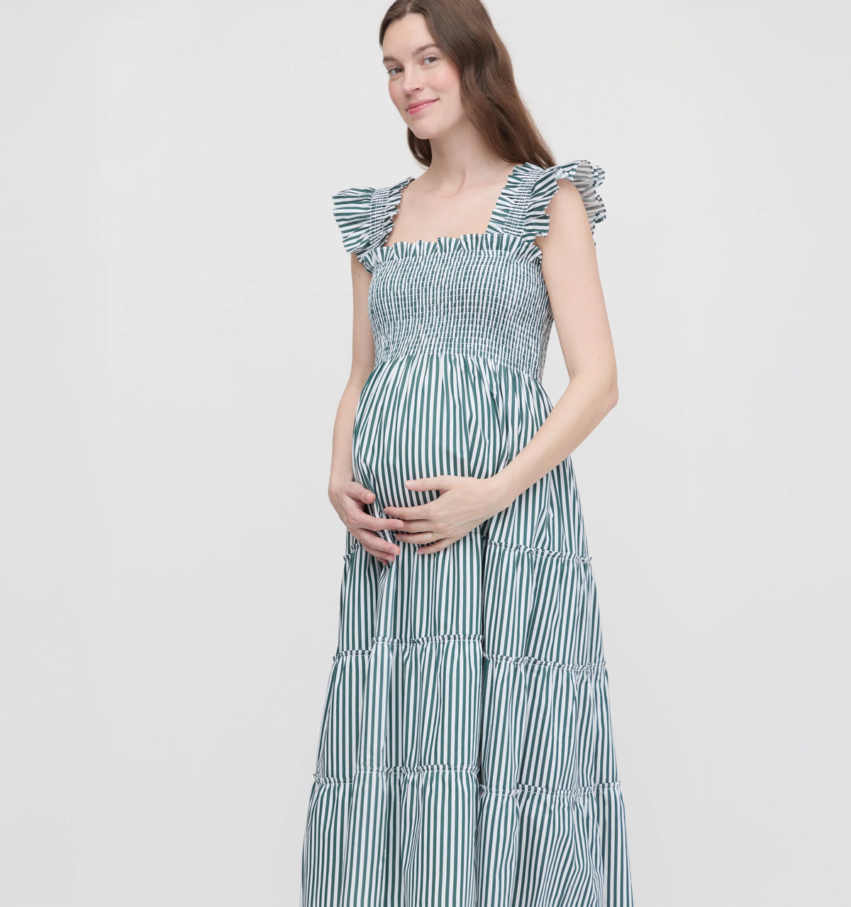 Couturebud The Maternity Ellie Nap Dress - Green Stripe