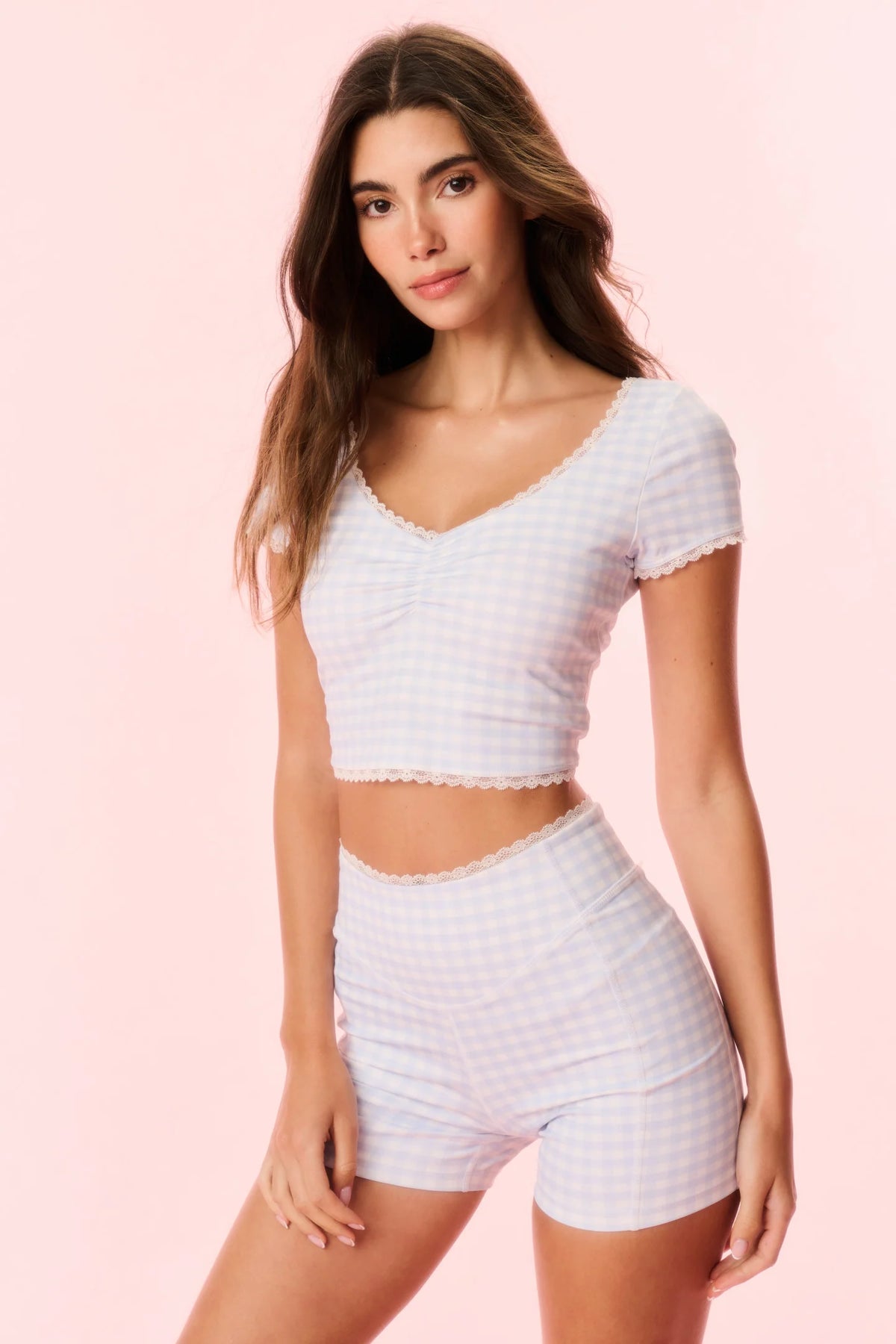Gia Gingham Print Biker Short