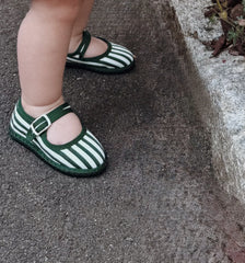 Couturebud The Hill House x Vibi Venezia Tiny Mary Jane Flats - Green Stripe