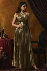 Lillian One Shoulder Pleated Maxi Dress