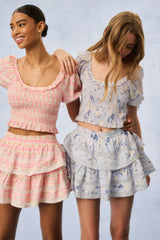 Molly Fragrance Print Top - STRAWBERRY MACAROON