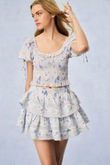 Molly Fragrance Print Top - WHISPER BLUE
