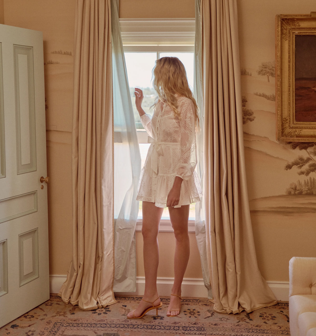 Couturebud The Yara Mini Dress - White Patchwork Organza