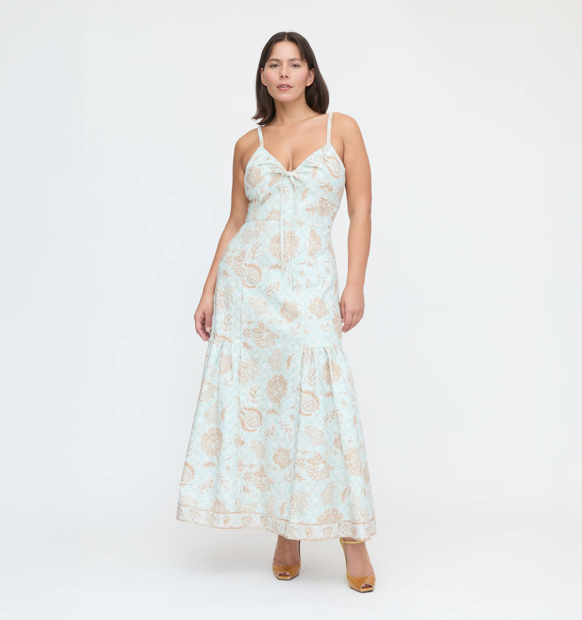 CouturebudThe Lillie Dress - Aqua Calico Trellis