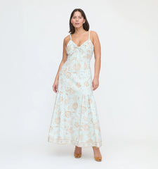 CouturebudThe Lillie Dress - Aqua Calico Trellis