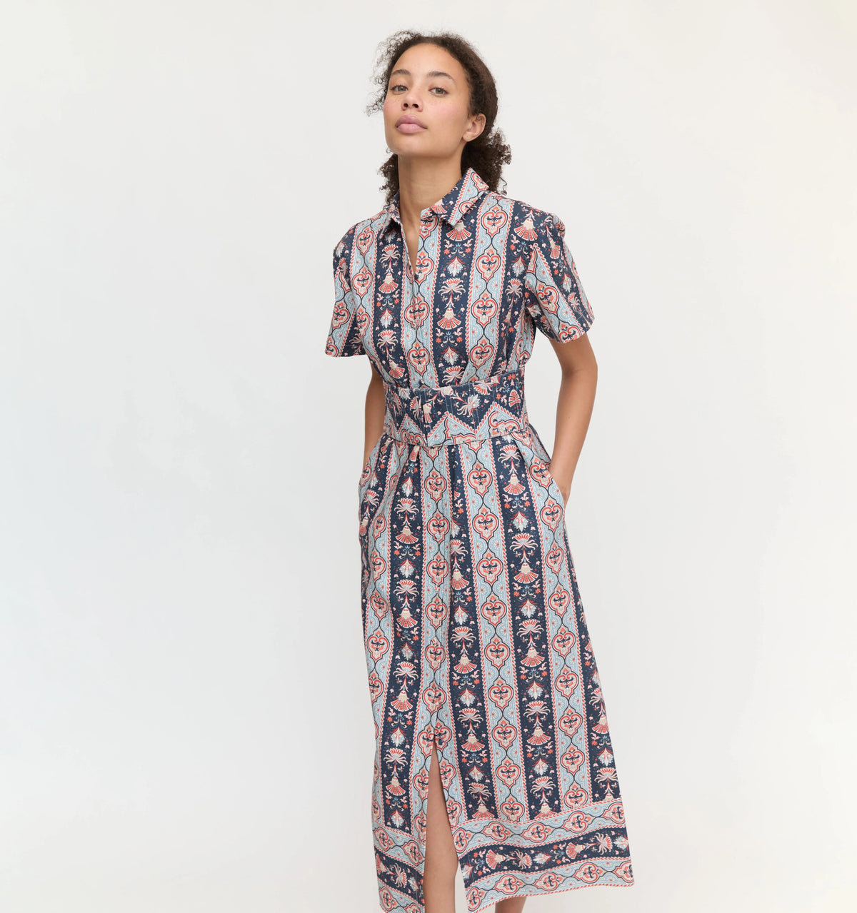 Couturebud The Carolina Shirt Dress - Navy Emma Stripe