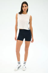 Logan Mesh Tank With Stripe - White/Indigo