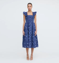 Couturebud The Ellie Nap Dress - Navy Trellis